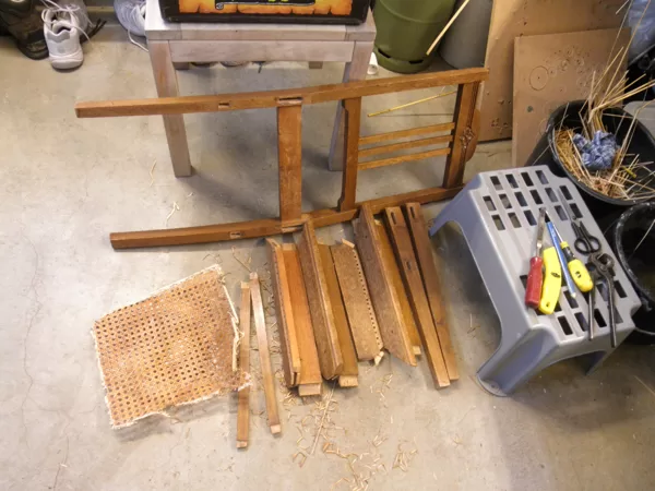 Stoel uit elkaar voor het matten met Rotan